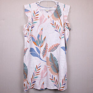 Cynthia Rowley white floral linen shift dress-1X